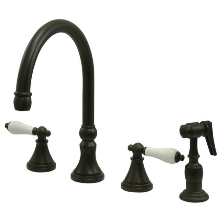 KINGSTON BRASS Widespread Kitchen Faucet, Oil Rubbed Bronze KS2795PLBS
